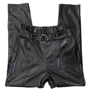 SHEIN Black Faux Leather Pants with Belt